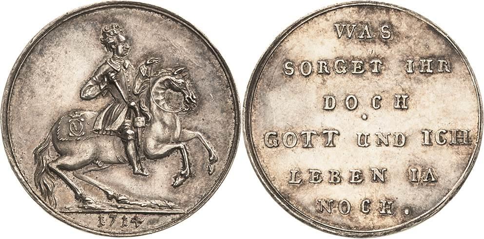 Return of King Karl XII from the Turkish exile and his arrival in Stralsund on 11 November 1714, 1714, silver medal (unsigned)