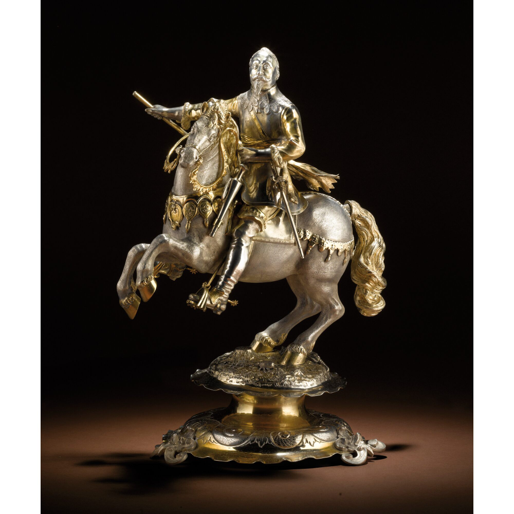 Drinking cup/centrepiece modelled as Gustavus Adolphus II King of Sweden, 1880, Germany
