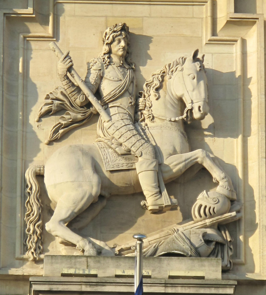 High relief of king Louis XIII on horseback, 1818, after the statue by Nicolas Jacques destroyed at the Revolution (1792)