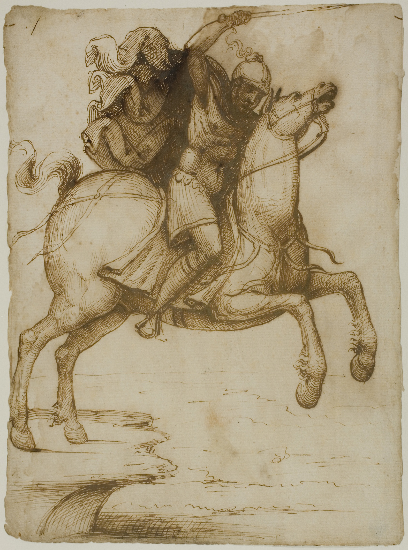 COMPARANDUM: Marcus Curtius Leaping into the Abyss, cr. 1530, Pseudo-Pacchia, Siena