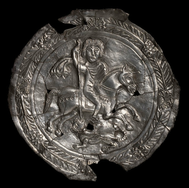 Silver Medallion representing Bellerophon killing a Chimera, 5th-7th century AD, European (Visigothic?)
