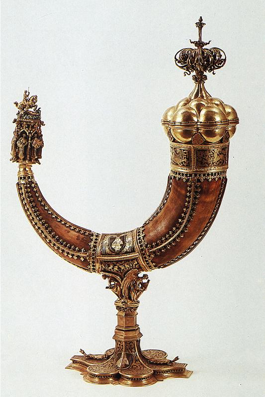 Drinking horn belonging to Sigismund, Holy Roman Emperor (detail), cr. 1400, possibly a gift from the Order of Teutonic Knights