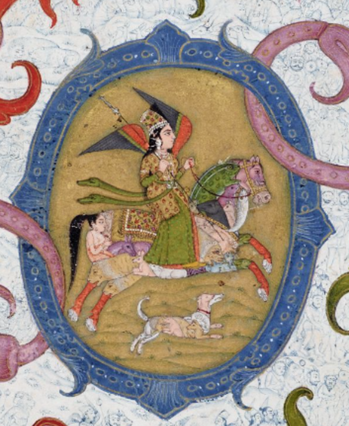 Peri riding a composite horse (detail), second half of the 18th century, Mughal, possibly Kashmir, India