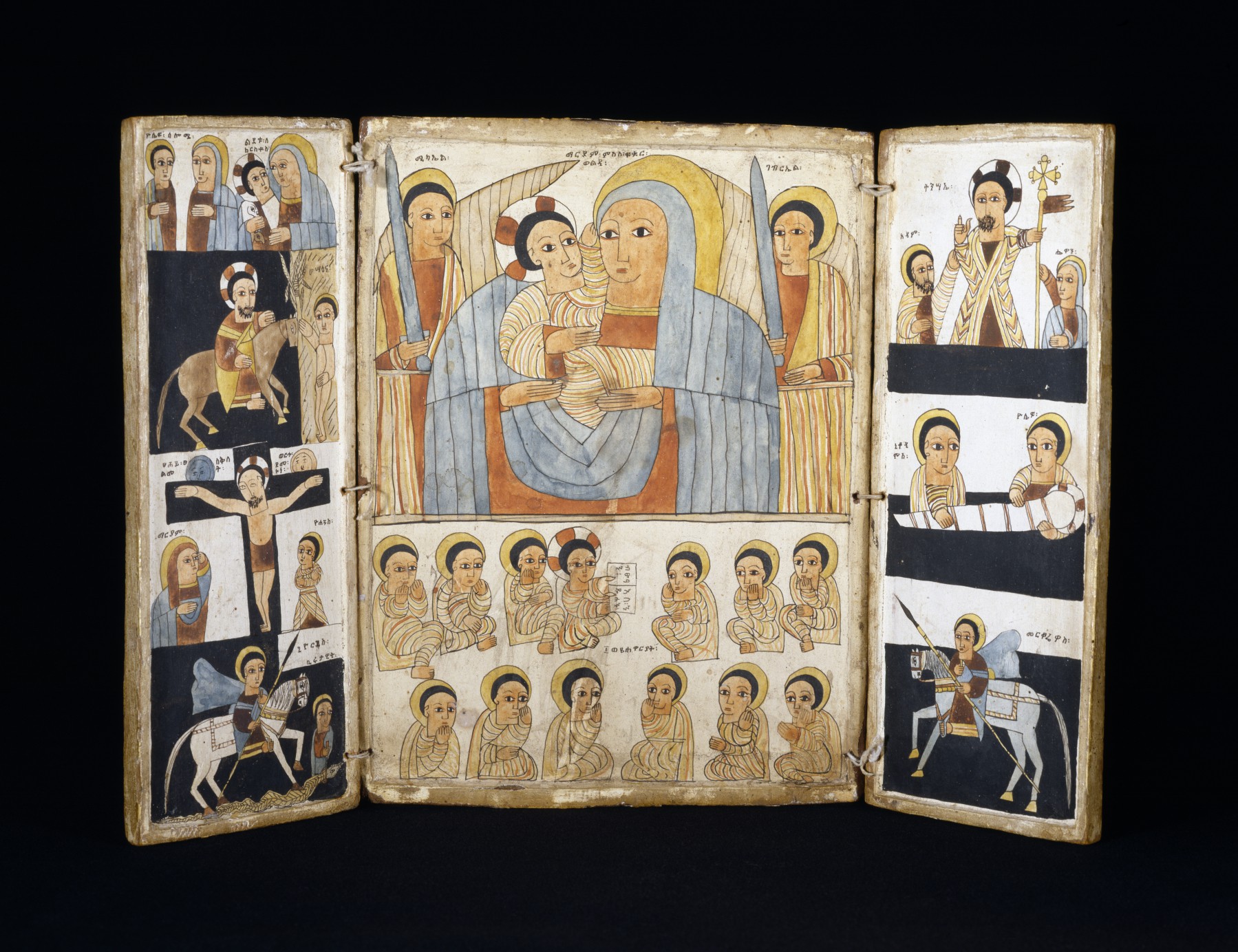 Triptych with Mary and Her Son, Archangels, Scenes from Life of Christ and Saints, early 16th century, Ethiopia