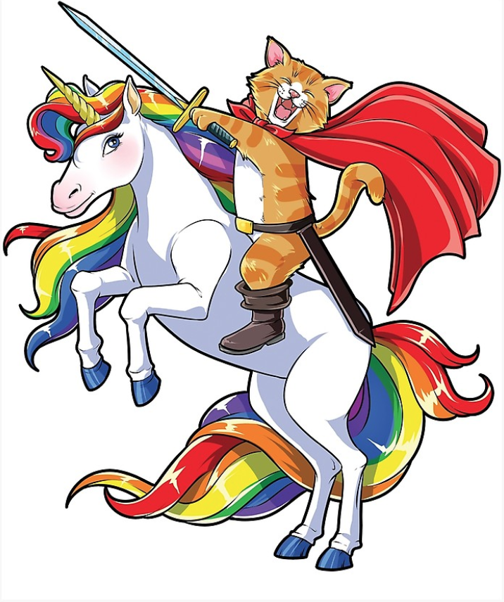 Cat riding a unicorn, 2010s, Lique (?)