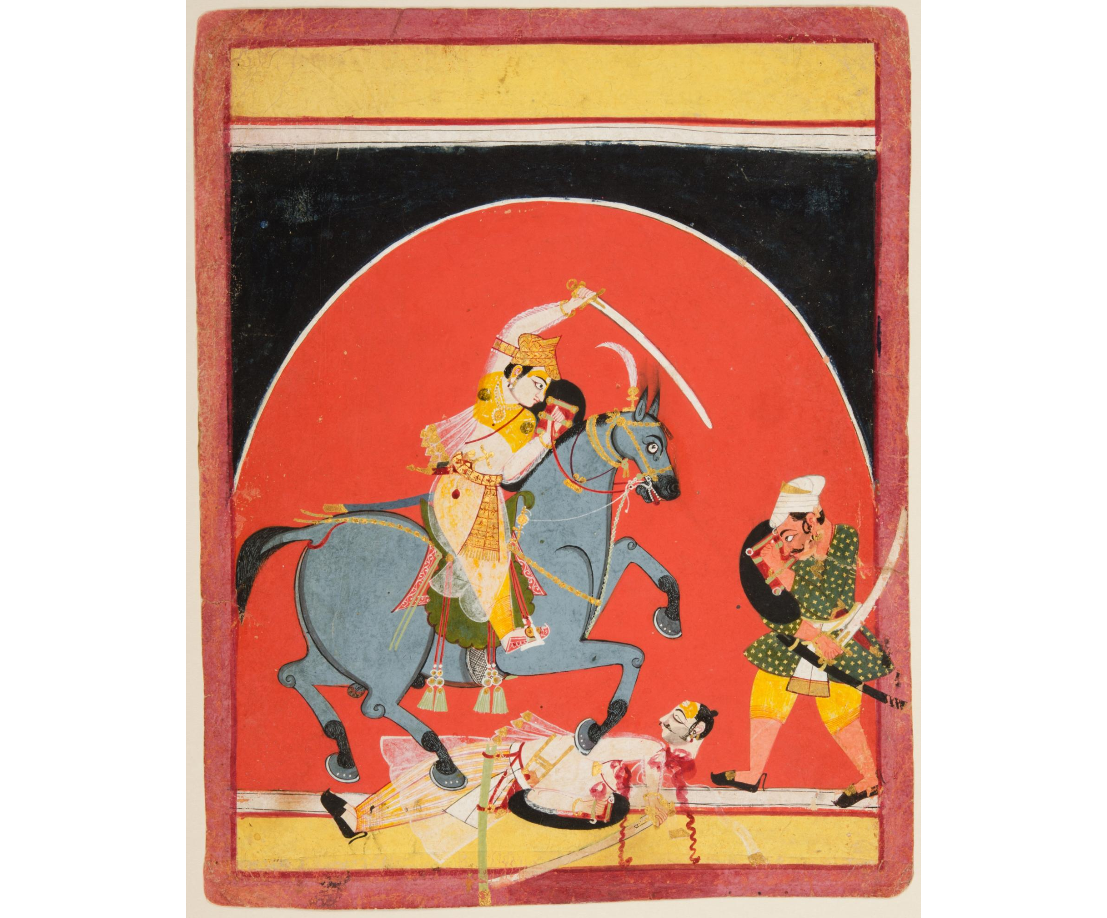Nata Ragini (A Horseman Battles Foot Soldiers), cr. 1650-60, Madhya Pradesh, Malwa Region, India