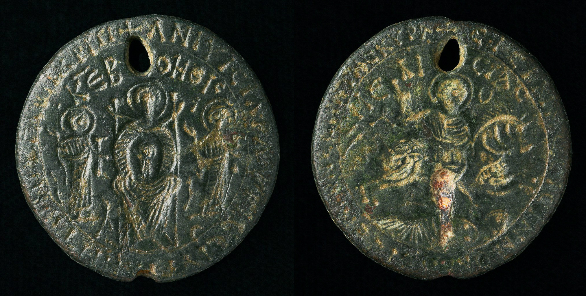 Amulet with Holy Rider (St. Sisinios) and Virgin Enthroned, 5th-7th century, Byzantine
