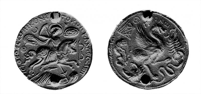 Magical pendant: Holy rider (Saint Sisinnius) trampling and spearing a woman lying on the ground, ?