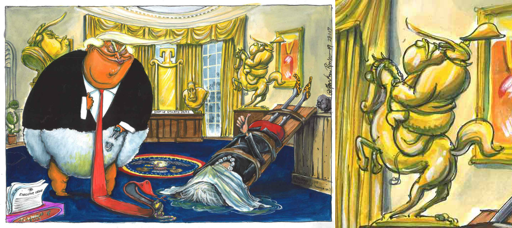 May-Trump Meeting, January 2017, Martin Rowson for the Guardian