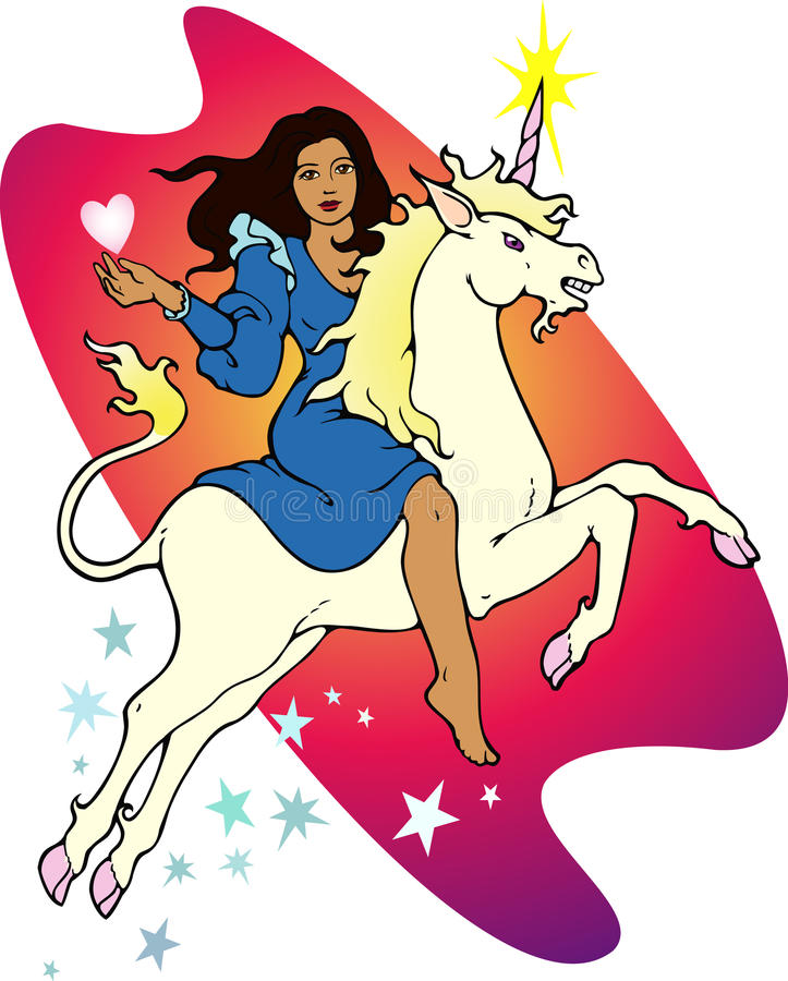 Young woman riding a unicorn, 2010s, Viktoriia Panchenko